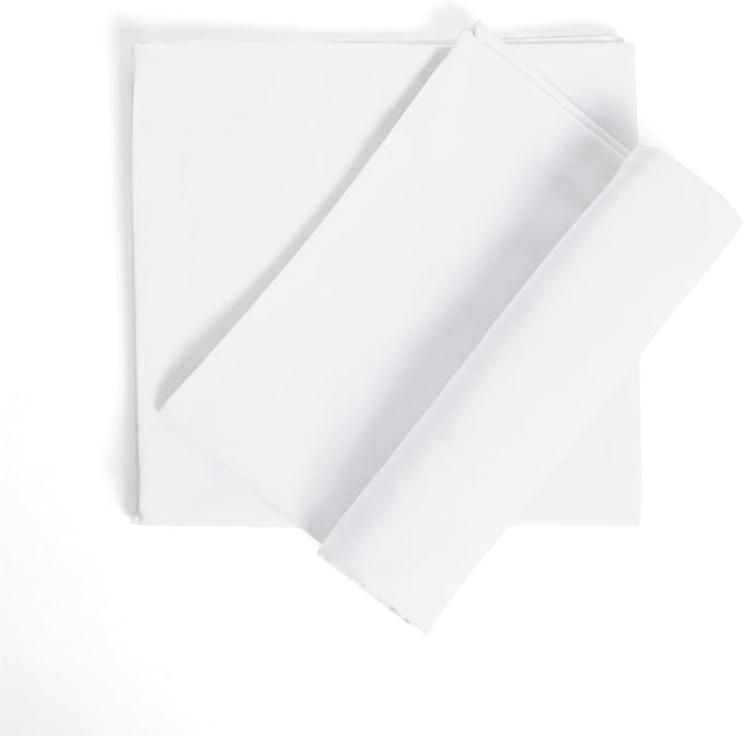 ACCENTHOME Accent Home 100% Cotton Napkins, Delicate Cloth Napkins for Dinners, Parties and Weddings，18 x 18 Inch Set of 12 - White
