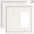 2-Pack Combo Blank/Decorator Wall Plate, Light Almond Decorative Switch Plates and Outlet Covers, Durable Natural Bamboo Fiber Wall Plate for Electrical Outlets, Receptacle, GFCI Outlet, Dimmer Switch