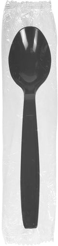 Karat [1,000 ct] Heavy Duty Plastic Spoons Individually Wrapped – Sturdy Disposable Spoons for Break Rooms & Parties – Strong, Firm for Sanitary Use | Black