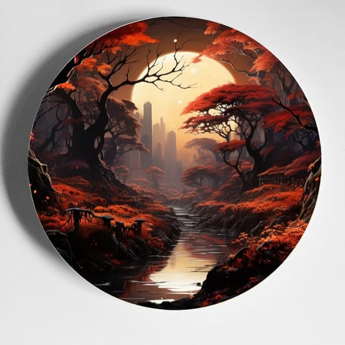 Conceptual Art 10-inch Ceramic Decorative Plate Suitable for Living Room, Kitchen & Office, with Stand & Wall Mount Option DP-9316309