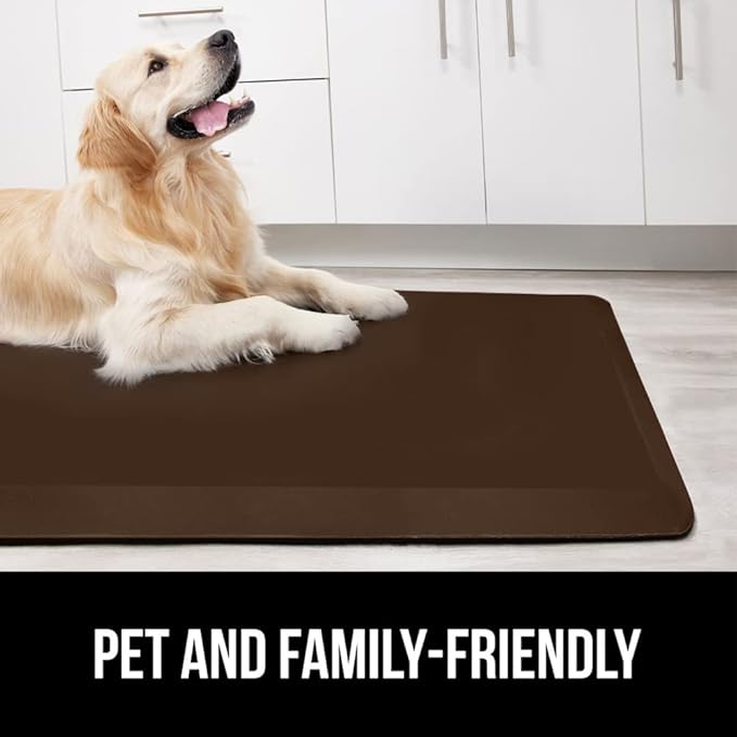GORILLA GRIP Comfortable Cushioned Kitchen Mats for Floor, Waterproof and Stain Resistant Soft Top, 3/4 Inch Thick Ergonomic Standing Desk Anti Fatigue Mat, Foam Supports Ankles and Feet, 17x24, Brown