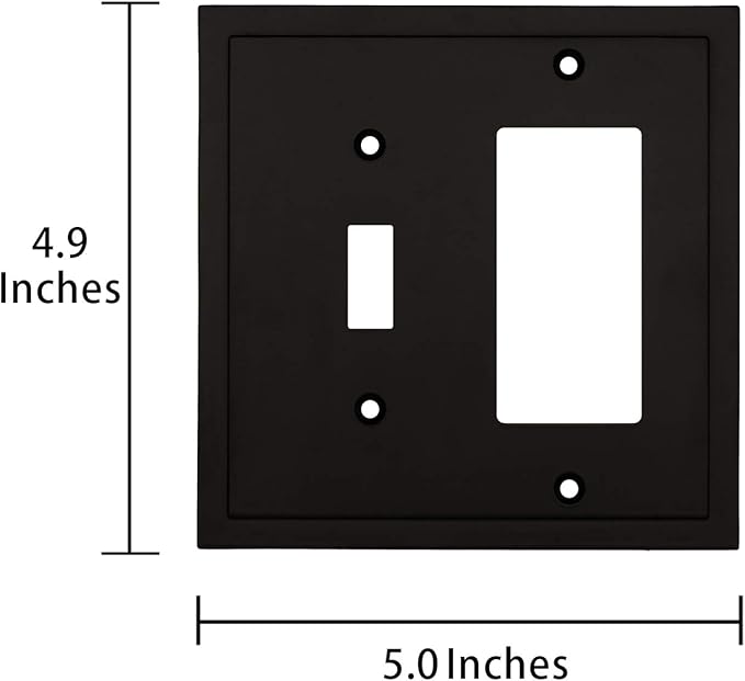 Henne Bery Modern Edge Decorative Wall Plate Switch Plate Outlet Cover, Durable Solid Zinc Alloy (Toggle/Decorator, Matte Black)