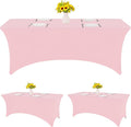HAISIWLKJ 3 Pack Table Cloth 6ft Pink Tablecloths for Rectangle Folding Table Spandex Fitted Stretch Cover Wrinkle Resistant Washable Protector for Party, Wedding, Banquet, Festival.