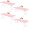4 Pack Spandex Tablecloth Table Top Cap Cover Washable Elastic Rectangle Tablecloth for 6 FT Folding Tables for Indoor Outdoor Party (72 x 30 Inches, Pink)