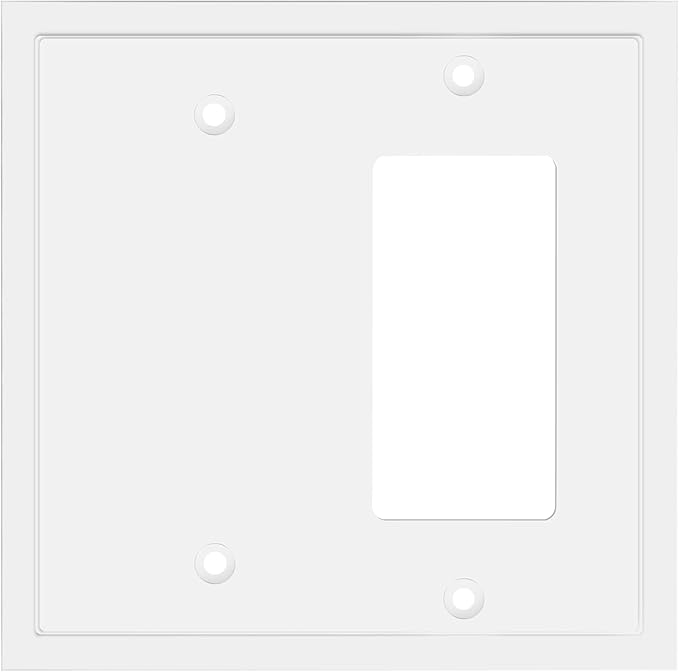 Henne Bery Modern Edge Decorative Wall Plate Switch Plate Outlet Cover, Durable Solid Zinc Alloy (Blank/Decorator, White)
