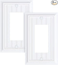 2-Pack Classic Beadboard Decorator Wall Plate Cover, Pure White Decorative Switch Plates and Outlet Covers, Durable Natural Bamboo Fiber Wall Plates for Electrical Outlets, Receptacle, GFCI Outlet