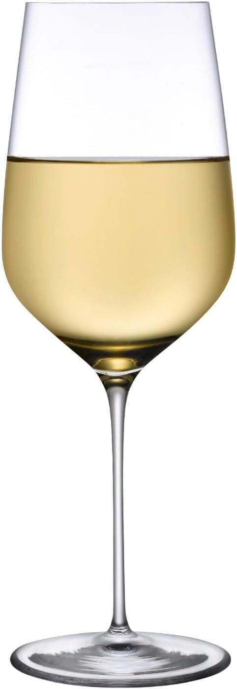 NUDE Wine Glass, Stem Zero Masterglass – Crystal Long Stem Red and White Wine Glass for Any Wine and Champagne, Lead-Free, Dishwasher Safe, 14.25 oz