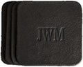 Ox & Pine Personalized Leather Coaster - Sold Individually or in Sets of 4 - Customize Inscription - 100% Full-Grain Leather – 4" Round or 4" Square (Square, Black, Set of 4 Coasters)