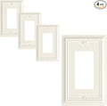 4-Pack Decorator Wall Plate Cover, Light Almond Decorative Switch Plates and Outlet Covers, Durable Natural Bamboo Fiber Wall Plates for Electrical Outlets, Receptacle, GFCI Outlet, Dimmer Switch