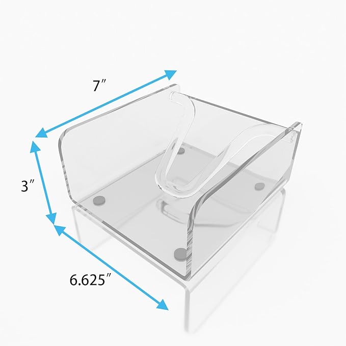 Clear Acrylic Gravity-Fed Napkin Holder with Weighted Arm, 6.5x6.5 Inch - SET OF 2, Keeps Napkins in Place for Home & Commercial Use