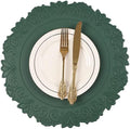 Noctiflorous Round Faux Leather 15 Inch Placemats Set of 4 Waterproof Wipeable Heat Resistant Tablemat for Dining Table Kitchen Non Slip Oilproof Table Place Mat for Indoor Outdoor(Green, 4)