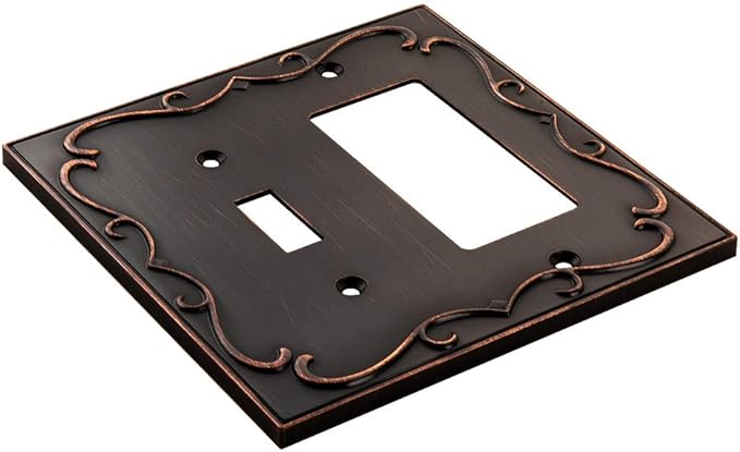 French Cabriole Decorative Wall Plate Switch Plate Outlet Cover (Toggle/Decorator, Aged Bronze)