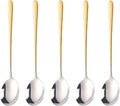 5-pieces Soup Dinner Spoon 8-Inch Gradient Gold Metal Korean Spoon Stainless Steel Table Spoons by Buyer Star