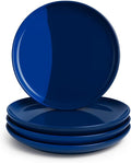 Thomas Fuchs Creative 1/2 & 1/2 Melamine Side Plates Set of 4, Chip and Break-Resistant, Durable Salad Plates, Kid-Friendly Dessert Plates for Indoor and Outdoor, Dishwasher Safe, Cobalt/Navy
