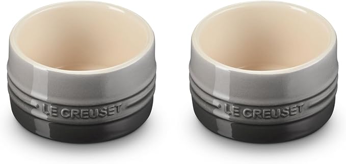 Le Creuset Stoneware Round Ramekin Straight Wall Set of 2, 7 oz. Each, Oyster