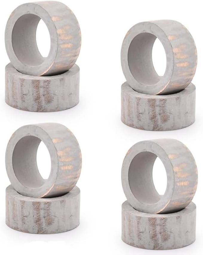Handmade Wooden Napkin Ring Made by Artisan Beautifully Crafted and Designed in India Set of 12 White Brush