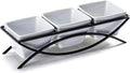 UNICASA Square Ramekin Bowls 10 oz, Condiment Serving Tray with Metal Rack Stand - Chips and Dips Snack Tray for Party - White Side Dish for Appetizer, Fruit, Nuts, Ice Cream, Candy
