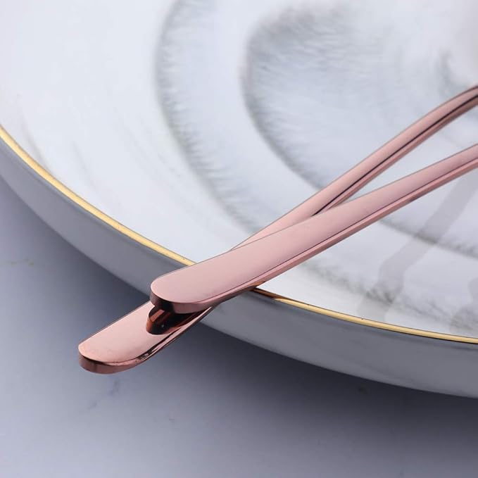 Buyer Star 5-pieces Rose Gold Dinner Table Spoons 8-Inch Stainless Steel Metal Korean Soup Spoons