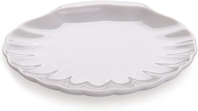 Restaurantware 3.1 x 2.9 Inch Shell Plates 10 Chip-Resistant Mini Tasting Plates - Serve Hors D'oeuvres Desserts or Snacks For Samples or Individual Portions White Porcelain Appetizer Plates
