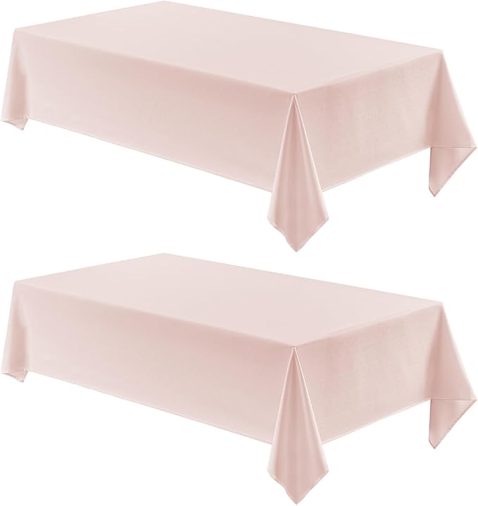 2 Pack Rectangle Tablecloth, 60x120 inch, Water Resistant Wrinkle Free Linen Textured Table Cloth Washable, Decorative Fabric Table Cover for Dining, Party and Camping, Pink