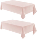 2 Pack Rectangle Tablecloth, 52x70 inch, Water Resistant Wrinkle Free Linen Textured Table Cloth Washable, Decorative Fabric Table Cover for Dining, Party and Camping, Pink