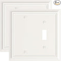 2-Pack Combo Blank/Toggle Light Switch Cover Plate, Light Almond Modern Decorative Electrical Outlet Covers, Bamboo Fiber Wall Switch Plates and Outlet Covers