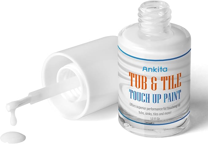 Specialty Tub and Tile Paint, High-Gloss Bathtub Paint White, Quick-Dry Porcelain paint for Scratches & Chips on Fiberglass, Porcelain, Acrylic, Enamel, Cast Iron, Bathtubs, Tiles, Sinks and Toilets(White)