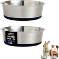 GORILLA GRIP Dog Bowls, Holds 1 Cup Each (8 fl oz), Heavy Duty Stainless Steel Food and Water Bowl for Feeding Dogs and Cats, Dishwasher Safe, Rust Resistant Metal BPA Free Rubber Base, Set of 2 Black