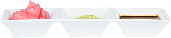 Melamine Triple Bowl, Melamine Triplet Bowl Set - Square Bowls - White - 8.8" - 10ct Box - Voga - Restaurantware