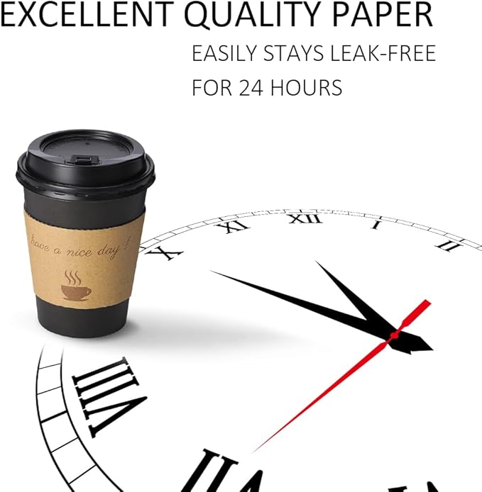500 pack 12 oz Disposable Coffee Cups with Lids,To Go Coffee Cups for Home, Office, Cafes and Party (Black 12oz)