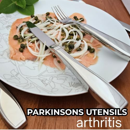 Weighted silverware for hand tremors for Parkinsons, Arthritis | Heavy utensils for tremors | Weighted eating utensils | Gifts for parkinsons & Artritis.