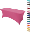 4FT Table Cloth for Rectangular Fitted Events Stretch Purplish Red Table Covers Washable Spandex Tablecloth Protector for Party, Wedding, Cocktail, Banquet, Festival