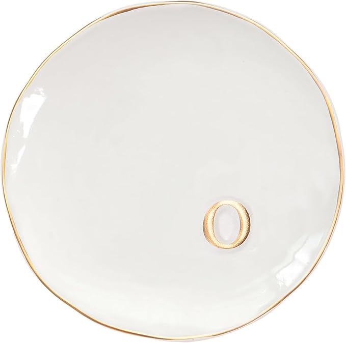 COLLECTIVE HOME - Ceramic Jewelry Tray, Decorative Trinket Dish for Rings Earrings Necklaces Bracelet Watch Keys, Birthday Mother's Day Christmas Gift for Women, 4.75", Glossy (o)
