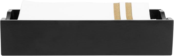 Restaurantware 9.5 x 4.25 x 2 Inch Flat Napkin Holder 1 Rectangle Wooden Napkin Holder - For Kitchen Tables or Countertops Sturdy Black Bamboo Kitchen Napkin Holder Dining Room Decor