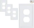 4-Pack Duplex Outlet Cover, Durable Solid Zinc Alloy Decorative Switch Plates and Outlet Covers, Pure White Wall Plates for Electrical Outlets, 1 Gang Receptacle Cover, Corrosion Resistant