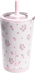 HydroJug Everyday Tumbler 14 oz – Ceramic-Lined Insulated Tumbler with Straw and Soft-Touch Lid, Cup Holder Friendly, Double-Wall Vacuum Insulation, Reusable Travel Cup – Wildrose