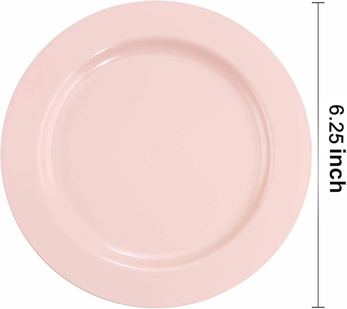bUCLA 100Pieces Pink Plastic Dessert Plates - 6.25 inch Pink Disposable Dessert/Appetizer/Small Cake Plates for Wedding, Party & Mother's Day