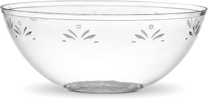 PLASTICPRO Disposable Round Serving Bowls, Party Snack or Salad Bowl, Small, Plastic Crystal Clear Pack of 4