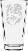 Australian Shepherd (Aussie) Dog Themed Etched All Purpose 16oz Pint Glass