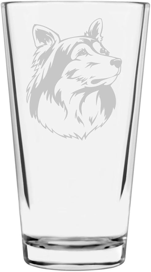 Shetland Sheepdog (Sheltie) Dog Themed Etched All Purpose 16oz Pint Glass
