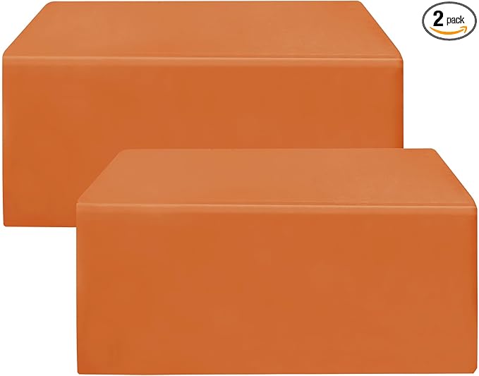 HolidayIdeas 2 Pack Fitted Tableclothes - 48 x 24 Inch - Orange Rectangle Tablecloths for 4 Foot Tables, Polyester Fabric Table Covers for Parties, Holiday Dinner, Wedding, Trade Show