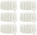 Fokitut 6 Pack Waterproof Round Tablecloth, 132 Inch, Stain Resistant and Wrinkle Polyester Table Cloth, Fabric Table Cover for Kitchen Dining, Wedding, Party, Holiday Dinner-Ivory