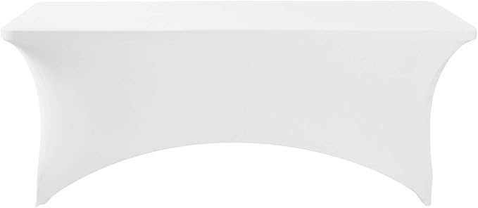 Fokitut 6 Pack Spandex Table Cover for 6FT Table Universal Fitted Stretch Tablecloth for Party, Banquet, Wedding and Events-White