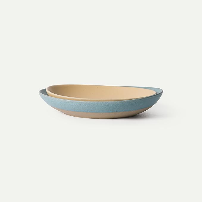 MORA Jumbo and Large Serving Dishes Set of 2, 13 inch and 12 inch Ceramic Pottery Oval Platters - Microwave, Oven and Dishwasher Safe - Iris & Merrigold
