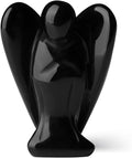 YATOJUZI 2" Black Obsidian Angel Decor Healing Crystals Polished Natural Stone Sculpture Statue Hand Carved Cute Figurines Energy Reiki Home Room Office Desk Decoration Guardian Gifts for Women Men