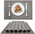 DACHUI Placemats Set of 8, Linen Look Woven Place Mats, Water Resistant, Heat Resistant, Washable, Durable Table Mats (Grey)