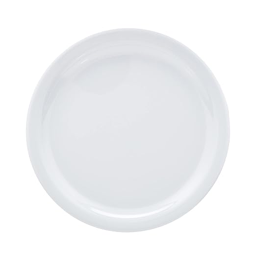 Amazon Basics Melamine (Plastic) Plate, 6 Piece Set, 9 in, White