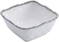 Pampa Bay Set The Table Square Cereal/Soup Bowl, 6 × 6 × 2.75 in, White and Silver