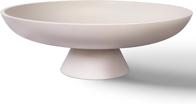 MAONAME Concrete Decorative Bowl, Large Fruit Bowl for Kitchen Countertop, White Pedestal Bowls for Home Decor, Handcrafted Key Bowls for Entry Table, 11.7"