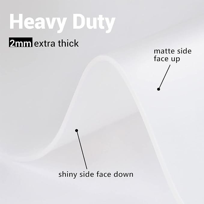 Ewen 31.6x23.5in 2mm Silicone Mats for Kitchen Counter, Extra Large Thick Heat Resistant Bar Mats for Countertop Protector Nonslip Placemat for Air Frye Crafts Work Glass Top Stove Work Translucent